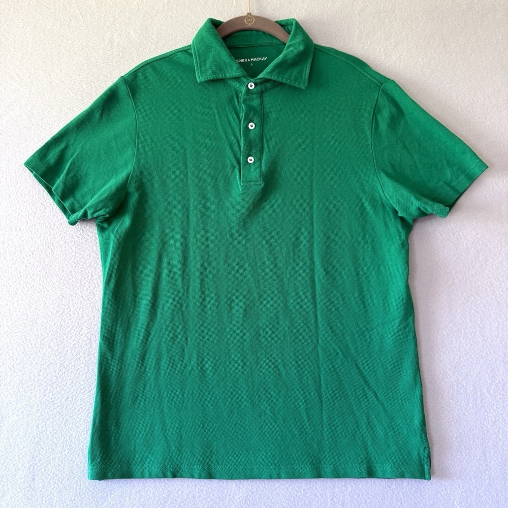 Spier and Mackay Polo Shirt Mens‎ Large Pique Knit Premium Cotton Golf Green